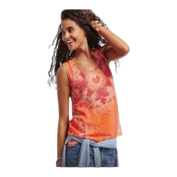 CAbi # 268 Merrow Edge‎ Orange Garden Floral Sleeveless Top in Size XS casual - Picture 2 of 14